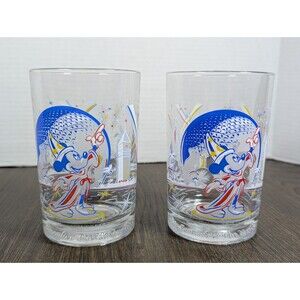 McDonalds Walt Disney World 25th Anniversary Mickey Mouse Epcot Drink Glasses